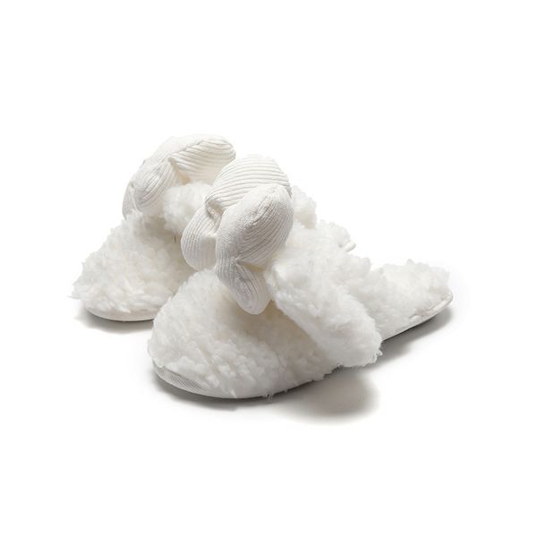winter fur plus knot elegant ladies velvet slippers home bedroom slip-on flat shoes memory foam black white women fur slippers