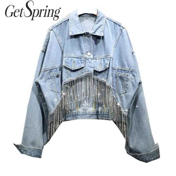 getspring women coat diamond tassel patchwork irregular coats jackets asymmetry vintage all match blue jean 210601, Black;brown
getspring women coat diamond tassel patchwork irregular coats jackets asymmetry vintage all match blue jean 210601, Black;brown