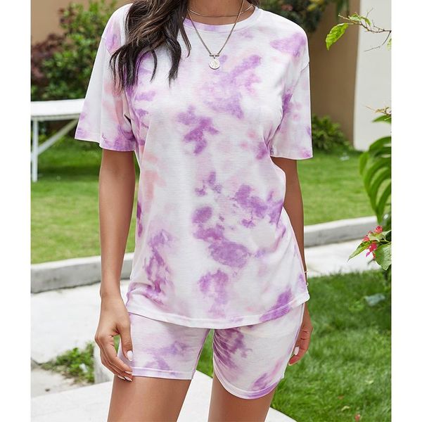 women's tracksuits round neck lady tracksuit tie-dye gradient t-shirt tight shorts two-piece suit short sleeve homewear, Gray
women's tracksuits round neck lady tracksuit tie-dye gradient t-shirt tight shorts two-piece suit short sleeve homewear, Gray
