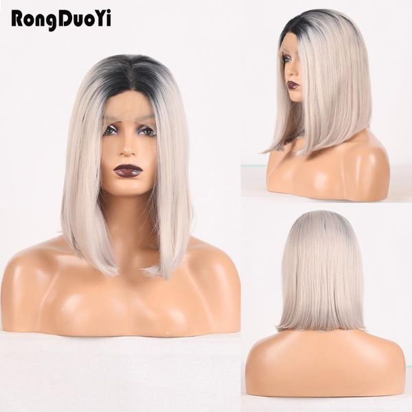 synthetic wigs rongduoyi ombre grey short for women high temperature fiber lace front wig middle part bob gray straight, Black
synthetic wigs rongduoyi ombre grey short for women high temperature fiber lace front wig middle part bob gray straight, Black