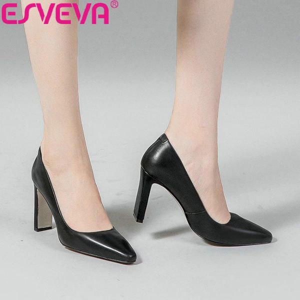 dress shoes esveva 2021 women pumps slip on square heels pointed toe handmade high heel shallow embossed leather size 34-39, Black
dress shoes esveva 2021 women pumps slip on square heels pointed toe handmade high heel shallow embossed leather size 34-39, Black