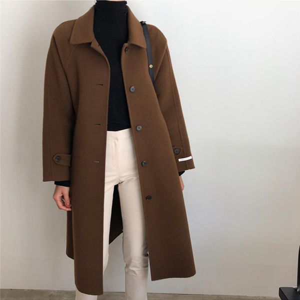 women's wool & blends autumn women warm long woolen coat casual female turndown collar single breasted ol fashion parka ins overcoat, Black
women's wool & blends autumn women warm long woolen coat casual female turndown collar single breasted ol fashion parka ins overcoat, Black