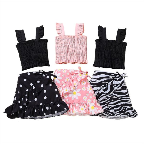 summer kids girls outfit set fashion solid color strap printed a line short skirt clothes, White
summer kids girls outfit set fashion solid color strap printed a line short skirt clothes, White