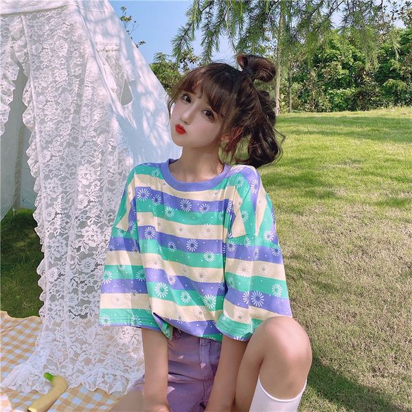 2021 new harajuku manga short women's t-shirt will see kpop oversize floral striped school shirt young-style clothing zzue, White
2021 new harajuku manga short women's t-shirt will see kpop oversize floral striped school shirt young-style clothing zzue, White