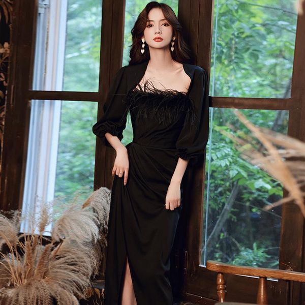 black women feather evening dresses autumn new birthday satin gown strapless slim formal party skirt off shoulder vestidos, Red
black women feather evening dresses autumn new birthday satin gown strapless slim formal party skirt off shoulder vestidos, Red