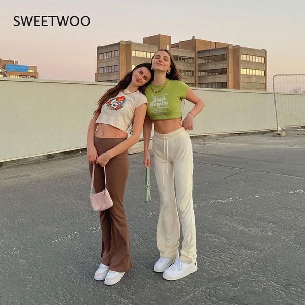 women's pants & capris 2021 spring and summer solid color loose high waist fashion sports leisure bell bottom women, Black;white
women's pants & capris 2021 spring and summer solid color loose high waist fashion sports leisure bell bottom women, Black;white