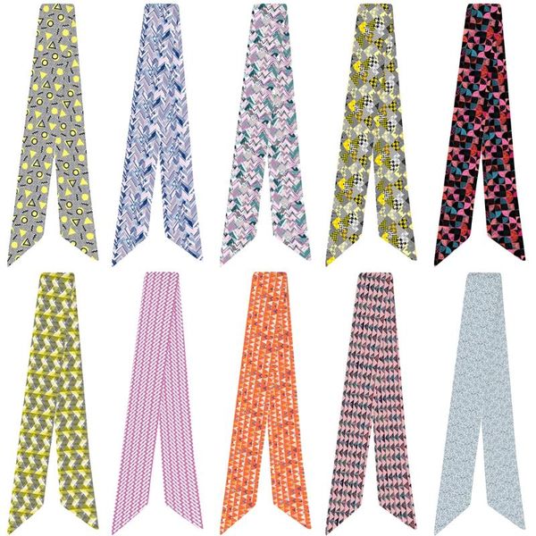 scarves women fashion small silk scarf geometric pattern for bag handle tie wrap, Blue;gray
scarves women fashion small silk scarf geometric pattern for bag handle tie wrap, Blue;gray