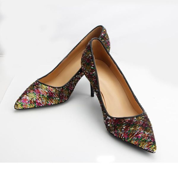 dress shoes ladies high heels spring and autumn sequins color leather insole, Black
dress shoes ladies high heels spring and autumn sequins color leather insole, Black
