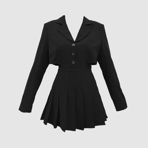casual dresses vintage 2021 spring autumn women gothic blazer pleated dress retro punk style fashion office club, Black;gray
casual dresses vintage 2021 spring autumn women gothic blazer pleated dress retro punk style fashion office club, Black;gray