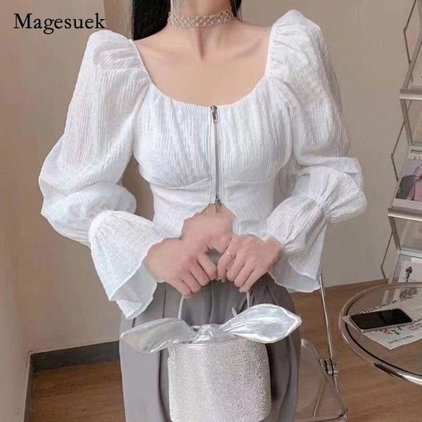 women's blouses & shirts summer off shoulder short solid zipper folds flare sleeve slim vintage french long blouse blusas 15755, White
women's blouses & shirts summer off shoulder short solid zipper folds flare sleeve slim vintage french long blouse blusas 15755, White