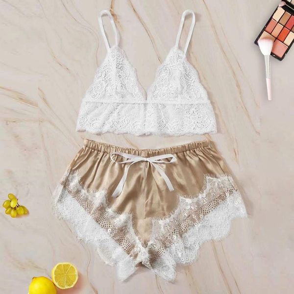 pyjamas women sleepwear women lace wireless bra camisole satin shorts set sleepwear pajamas lingerie, Black;red
pyjamas women sleepwear women lace wireless bra camisole satin shorts set sleepwear pajamas lingerie, Black;red