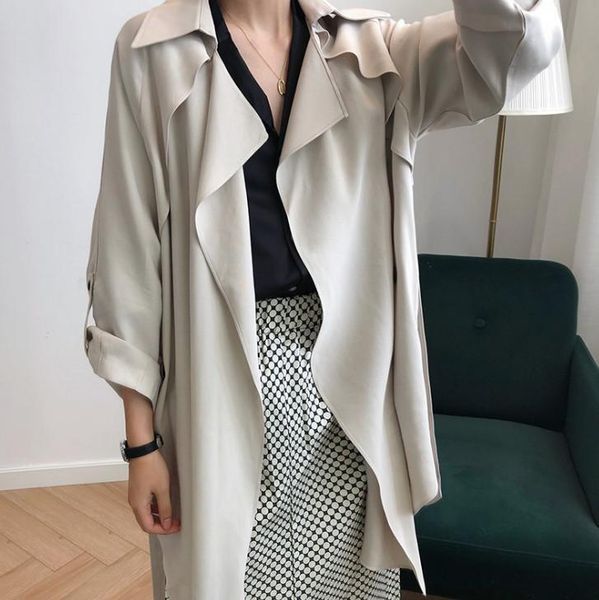 women's trench coats women solid loose casual office windbreaker coat outwear girls autumn with sashes, Tan;black
women's trench coats women solid loose casual office windbreaker coat outwear girls autumn with sashes, Tan;black