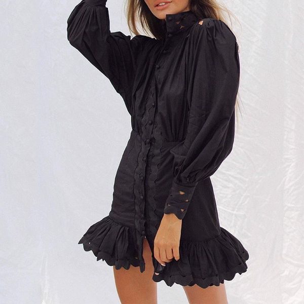 autumn dress new fashion 2021 women stand hollow out patchwork lantern sleeve button black white shirt mermaid mini dress, Black;gray
autumn dress new fashion 2021 women stand hollow out patchwork lantern sleeve button black white shirt mermaid mini dress, Black;gray