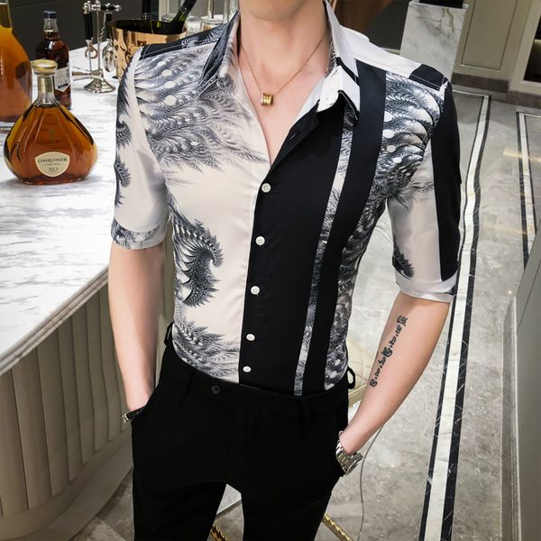 men's blouse of luxury make thin casual impression fitting half sleeve dress clothes social club sweater for hombre nonu, White;black
men's blouse of luxury make thin casual impression fitting half sleeve dress clothes social club sweater for hombre nonu, White;black