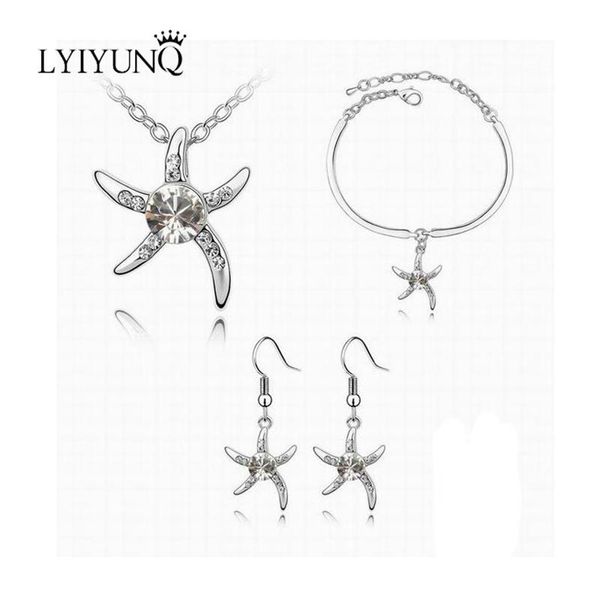 earrings & necklace lyiyunq wedding jewelry set fashion flower long pendant bracelet starfish crystal sets for women, Silver
earrings & necklace lyiyunq wedding jewelry set fashion flower long pendant bracelet starfish crystal sets for women, Silver