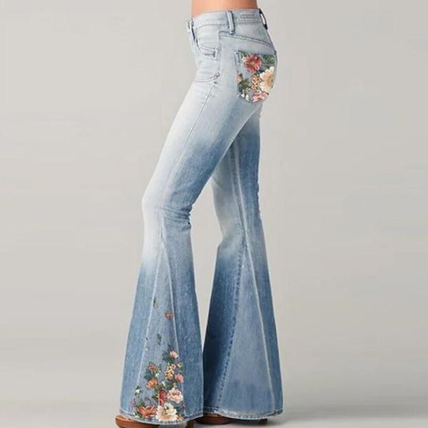 women's jeans fashion embroidery flowers high waist slim vintage flared pants street apparel loose female denim trousers s1221, Blue
women's jeans fashion embroidery flowers high waist slim vintage flared pants street apparel loose female denim trousers s1221, Blue