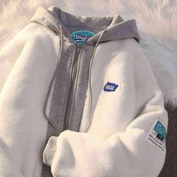women's sweaters winter plus velvet thick solid color fake two-piece loose zipper sweatshirt women trend oversized hoodie jacket couple, White;black
women's sweaters winter plus velvet thick solid color fake two-piece loose zipper sweatshirt women trend oversized hoodie jacket couple, White;black