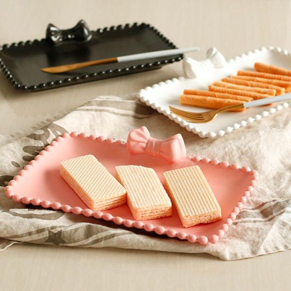 dishes & plates bowknot decorated rectangular tray ceramic fruit snack platter decorative serving dish (pink)
dishes & plates bowknot decorated rectangular tray ceramic fruit snack platter decorative serving dish (pink)