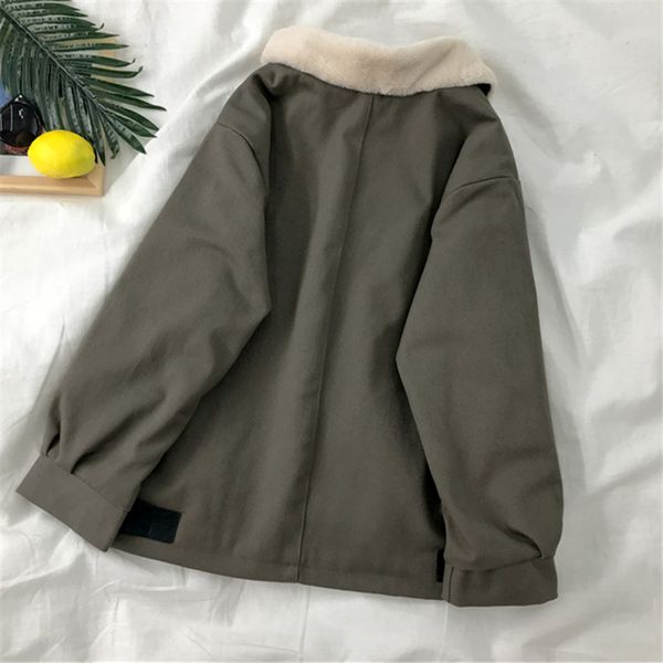 short cotton parkas women winter fashion new velvet thickened imitation lamb wool bf loose tooling cotton jacket tide outwears, Black;brown
short cotton parkas women winter fashion new velvet thickened imitation lamb wool bf loose tooling cotton jacket tide outwears, Black;brown