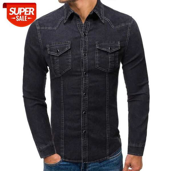 2019 new fashion casual denim shirt men slim fit long sleeve 100% cotton vintage distressed solid shirt male brand clothing #w28g, White;black
2019 new fashion casual denim shirt men slim fit long sleeve 100% cotton vintage distressed solid shirt male brand clothing #w28g, White;black