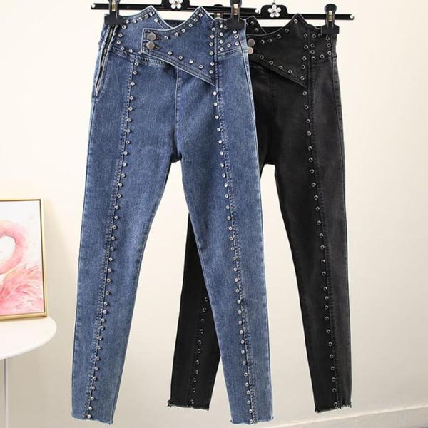 heavy work beaded side zipper irregular jeasn women high waist autumn stretch ankle length pencil jeans1, Blue
heavy work beaded side zipper irregular jeasn women high waist autumn stretch ankle length pencil jeans1, Blue