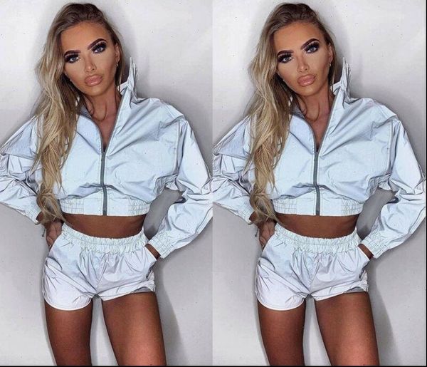 fashion female women casual clothes sets reflective coat clubwear long sleeve casual jacket outwear crop bottons shorts, Gray
fashion female women casual clothes sets reflective coat clubwear long sleeve casual jacket outwear crop bottons shorts, Gray