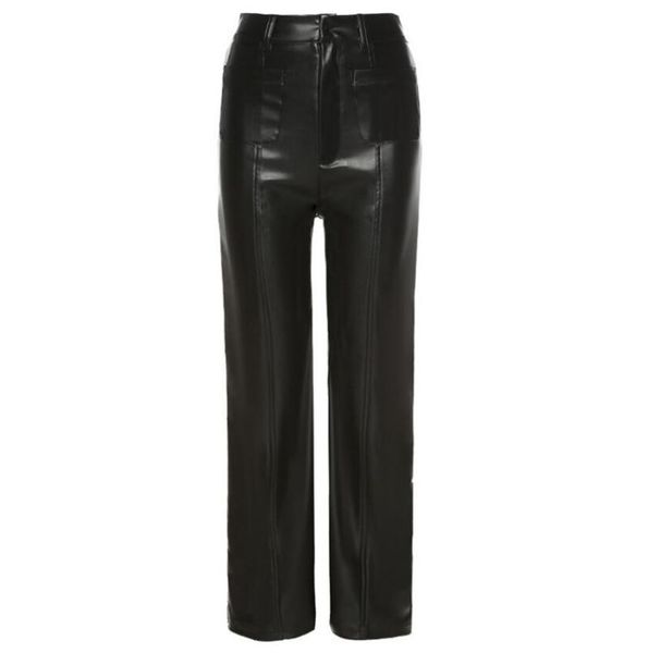 women faux leather pants pockets straight pant trousers autumn elegant high waist office lady slim vintage leisure pants s574, Black;white
women faux leather pants pockets straight pant trousers autumn elegant high waist office lady slim vintage leisure pants s574, Black;white