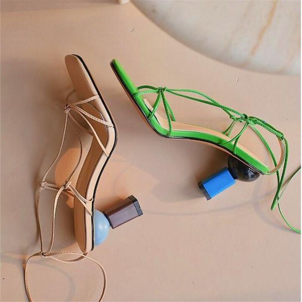 sandals strange building blocks ladies square toe high heels apricot green thin belt combination leather summer party, Black
sandals strange building blocks ladies square toe high heels apricot green thin belt combination leather summer party, Black