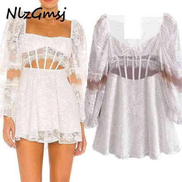 dress woman white splice lace hollow out hole long sleeve women slim waist backless es 05 210628, Black;gray
dress woman white splice lace hollow out hole long sleeve women slim waist backless es 05 210628, Black;gray