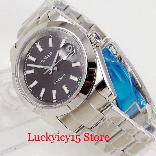 sapphire glass 40mm mechanical men's watch automatic movement auto date stainless steel bracelet, Slivery;brown
sapphire glass 40mm mechanical men's watch automatic movement auto date stainless steel bracelet, Slivery;brown