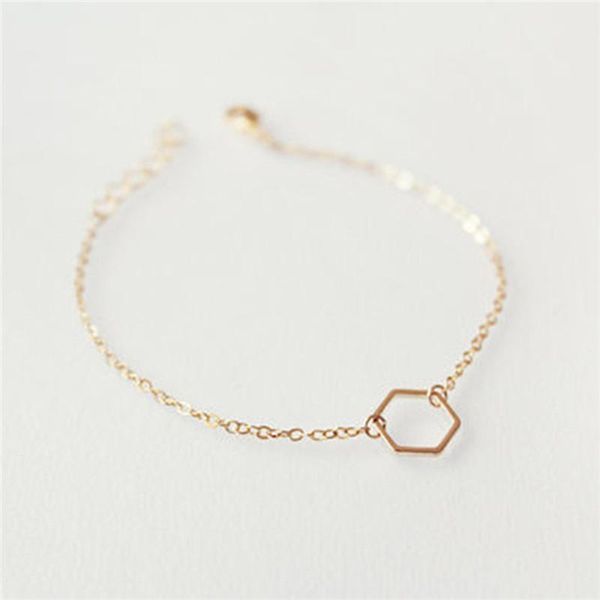 link, chain fashion plated tiny hollow line hexagon bracelet cut out open sexangle bracelets geometric jewelry for women, Black
link, chain fashion plated tiny hollow line hexagon bracelet cut out open sexangle bracelets geometric jewelry for women, Black