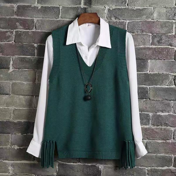 korean style sweet lovely medium length knit vest for women spring autumn loose sleeveless sweater vest female students coat, White;black
korean style sweet lovely medium length knit vest for women spring autumn loose sleeveless sweater vest female students coat, White;black