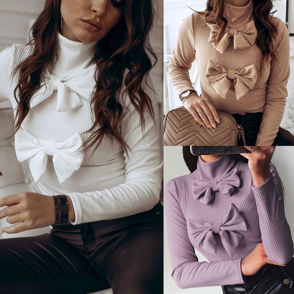 womens shirt casual long sleeve women and solid color turtleneck solid bow skinny blouse clothing, White
womens shirt casual long sleeve women and solid color turtleneck solid bow skinny blouse clothing, White