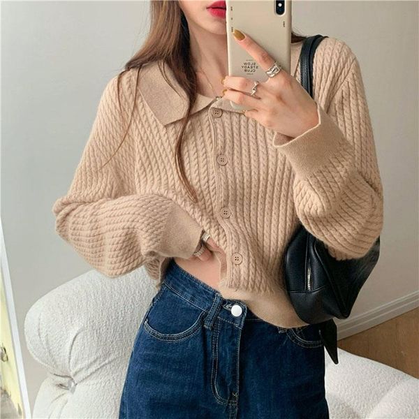 women's knits & tees turtleneck twist knit sweater spring and autumn 2021 retro short loose knitted cardigan single breasted, White
women's knits & tees turtleneck twist knit sweater spring and autumn 2021 retro short loose knitted cardigan single breasted, White