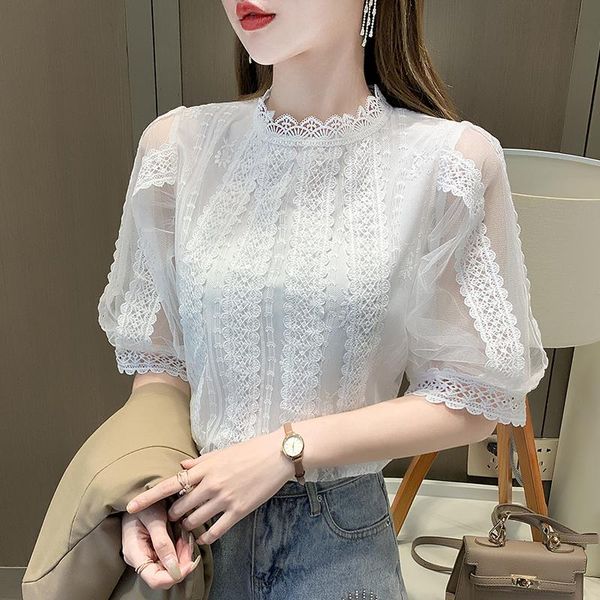 women's blouses & shirts 2021 crochet hollow short women blouse shirt fashion casual white lace elegant slim office lady
women's blouses & shirts 2021 crochet hollow short women blouse shirt fashion casual white lace elegant slim office lady