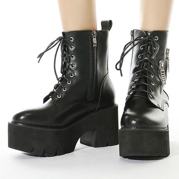 boots gothic women thick platform chunky heel height increasing zipper decoration cross-tied handmade goth black shoes ladies
boots gothic women thick platform chunky heel height increasing zipper decoration cross-tied handmade goth black shoes ladies