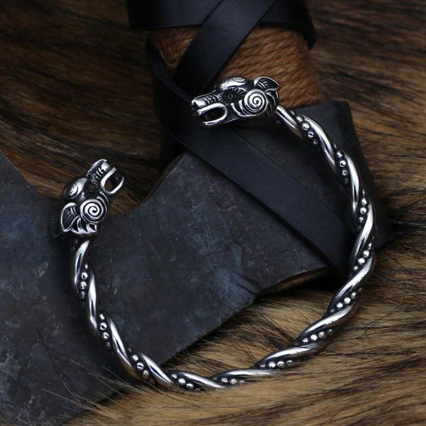 bangle stainlesss steelviking wolf viking jewelry men with valknut gift bag, Black
bangle stainlesss steelviking wolf viking jewelry men with valknut gift bag, Black