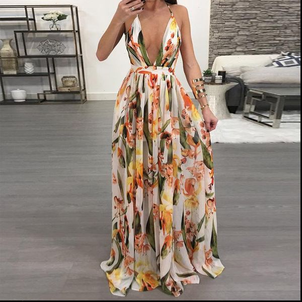 women dresses summer maxi boho style print party dress deep v neck backless long dress vestidos, Black;gray
women dresses summer maxi boho style print party dress deep v neck backless long dress vestidos, Black;gray
