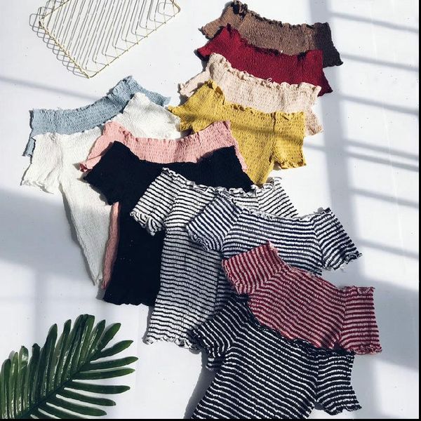 2021 elegant women slash neck preppy shirt casual sweet lady short sleeve elastic high waist slim blouse crop tube top, White
2021 elegant women slash neck preppy shirt casual sweet lady short sleeve elastic high waist slim blouse crop tube top, White