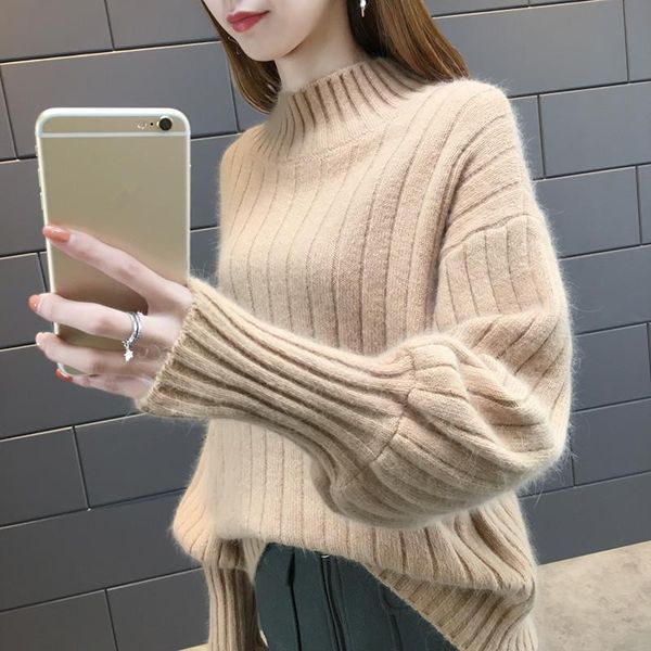 women's sweaters 2021 autumn knitting women winter soft half turtleneck large size cashmere sweater warm elasticity pullover knit jumpe, White;black
women's sweaters 2021 autumn knitting women winter soft half turtleneck large size cashmere sweater warm elasticity pullover knit jumpe, White;black