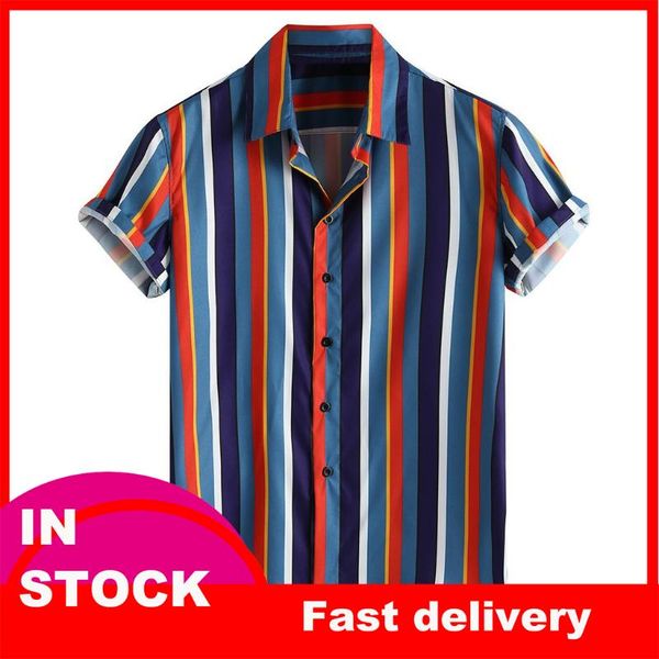 men's casual shirts feitong harajuku blouse baggy beach hawaiian print striped short sleeve button retro summer men chemise, White;black
men's casual shirts feitong harajuku blouse baggy beach hawaiian print striped short sleeve button retro summer men chemise, White;black