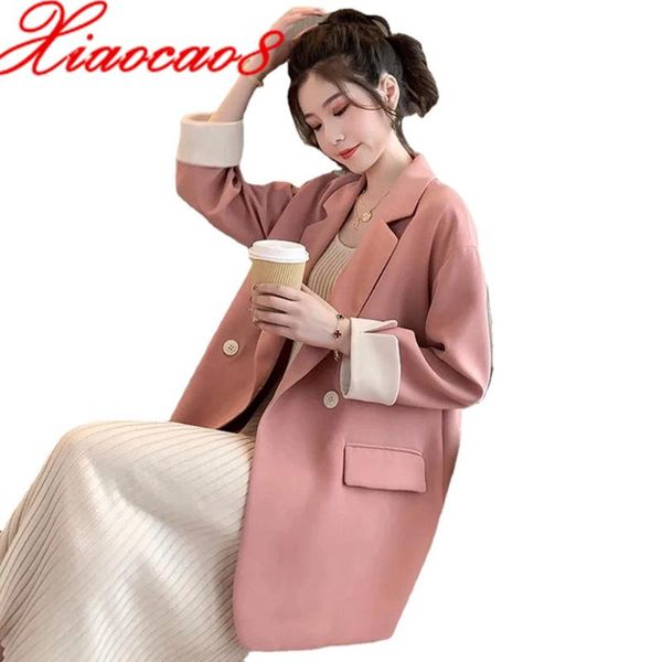 women's suits & blazers women double breasted blazer pink black loose long sleeve jackets plus size casual solid tailleur femme, White;black
women's suits & blazers women double breasted blazer pink black loose long sleeve jackets plus size casual solid tailleur femme, White;black