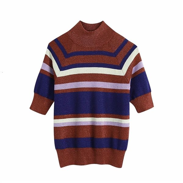 women's sweaters women casual knitted colorful striped za turtleneck pullover female sprint autumn short sleeve elastic chic, White;black 
women's sweaters women casual knitted colorful striped za turtleneck pullover female sprint autumn short sleeve elastic chic, White;black