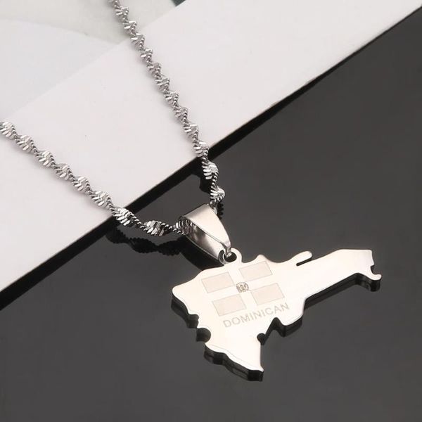 pendant necklaces stainless steel fashion dominican map necklace for women of chain jewelry, Silver
pendant necklaces stainless steel fashion dominican map necklace for women of chain jewelry, Silver