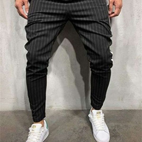 fashion vertical stripe color matching trend casual sports leggings men's pants, Blue 
fashion vertical stripe color matching trend casual sports leggings men's pants, Blue