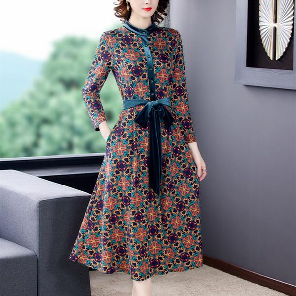 casual dresses lukaxsikax 2021 autumn winter women vintage floral dress velvet patchwork big hem knitted long, Black;gray
casual dresses lukaxsikax 2021 autumn winter women vintage floral dress velvet patchwork big hem knitted long, Black;gray