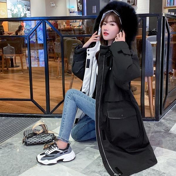 2021 New Winter Women Large Faux Fur Collar Hooded Cotton Coat Casual Female Loose Warm Snow Thick Sash Tie Up Long Parkas L0ie, Black
2021 New Winter Women Large Faux Fur Collar Hooded Cotton Coat Casual Female Loose Warm Snow Thick Sash Tie Up Long Parkas L0ie, Black