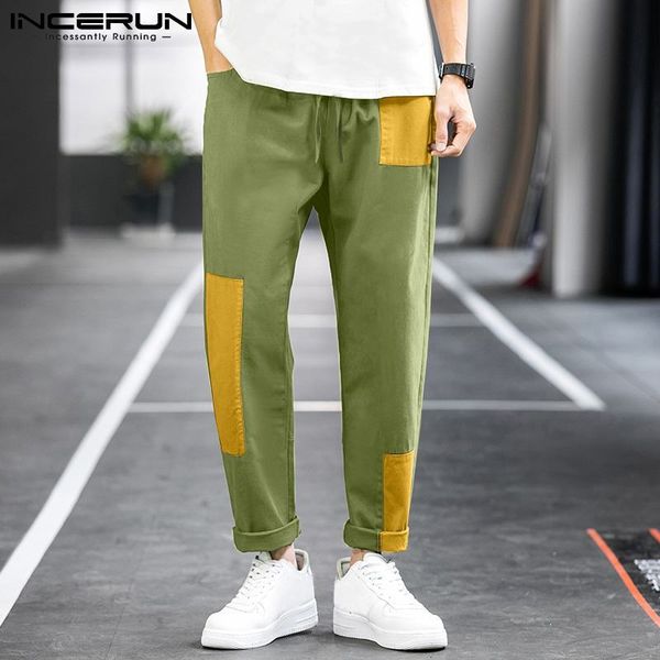 new pants patchwork drawstring streetwear pockets casual harem trousers men 2021 joggers baggy pantalones hombre s-5xl incerun 1pkk, Black