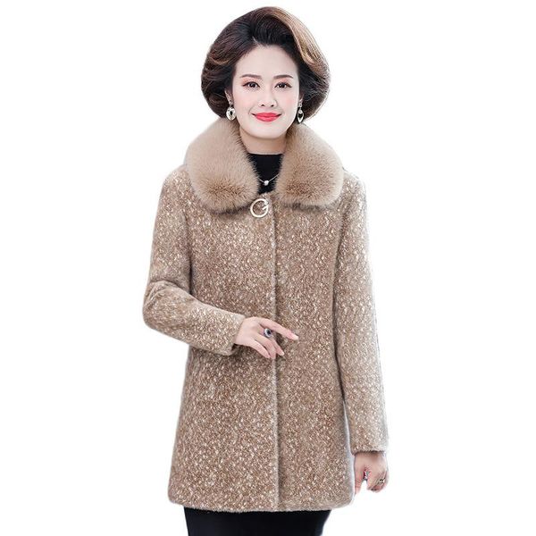 women's wool & blends mother winter coat 2021 thicked middle aged female imitation mink velvet cashmere woolen jacket women parkas 5xl, Black
women's wool & blends mother winter coat 2021 thicked middle aged female imitation mink velvet cashmere woolen jacket women parkas 5xl, Black