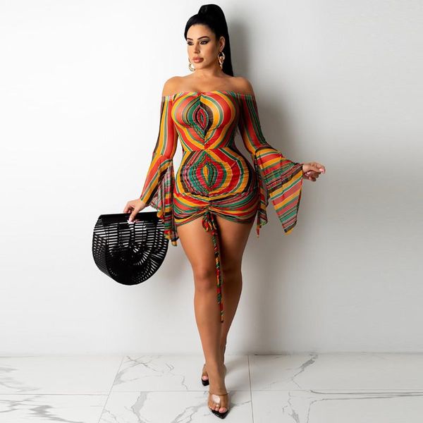 casual dresses colorful striped print skinny women slash neck long flare sleeve sheath dress vintage ruched drawstring vestidos, Black;gray
casual dresses colorful striped print skinny women slash neck long flare sleeve sheath dress vintage ruched drawstring vestidos, Black;gray